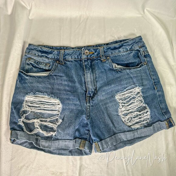 Forever 21 Pants - Forever 21 Distressed Cuffed Denim Jean Shorts
